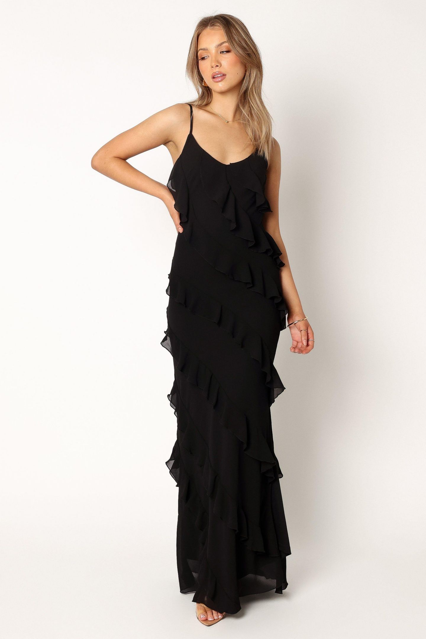 Женское платье Petal and Pup Ciao Ruffles Maxi, цвет: Чёрный, вариант 1 — фото 3