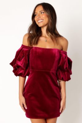 Womens Dali Off Shoulder Velvet Mini Dress