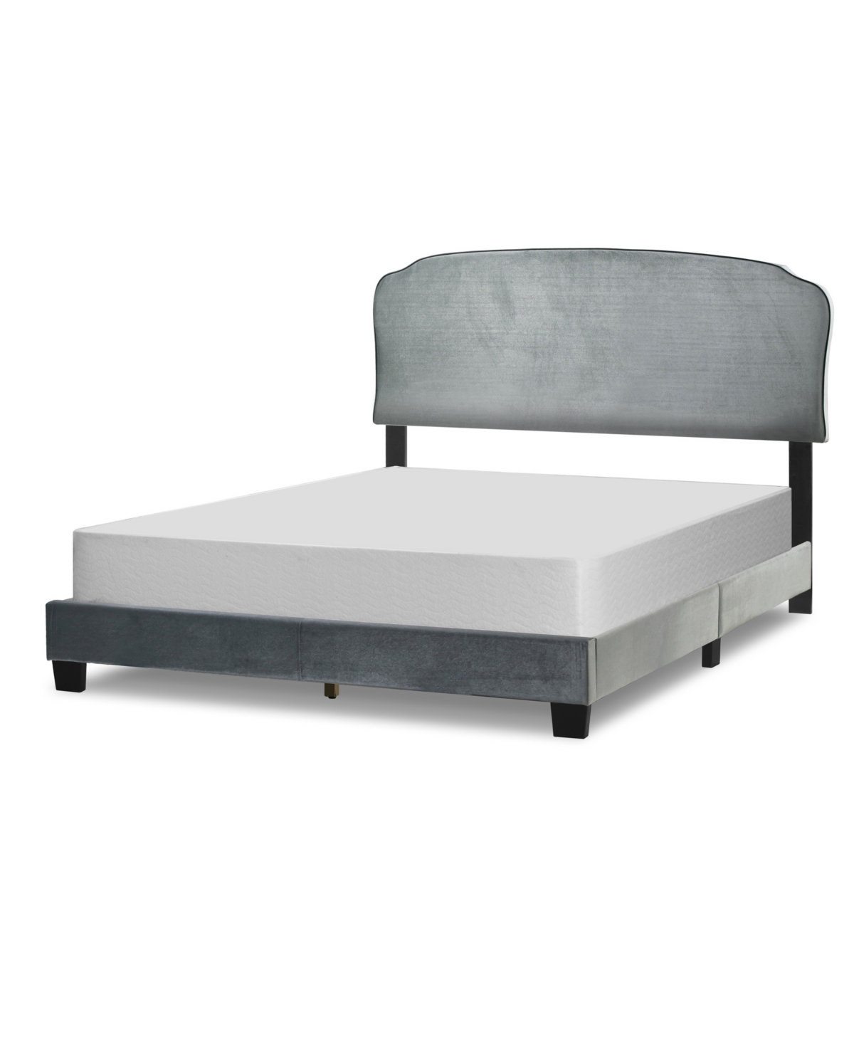 Glamour Home 48.75" Aric Fabric, Rubberwood Queen Bed In Grey
