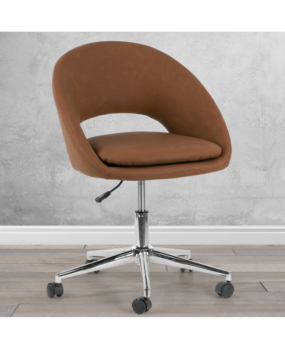 Shop Glamour Home 34.75" Aura Polyester, Metal Task Chair In Brown