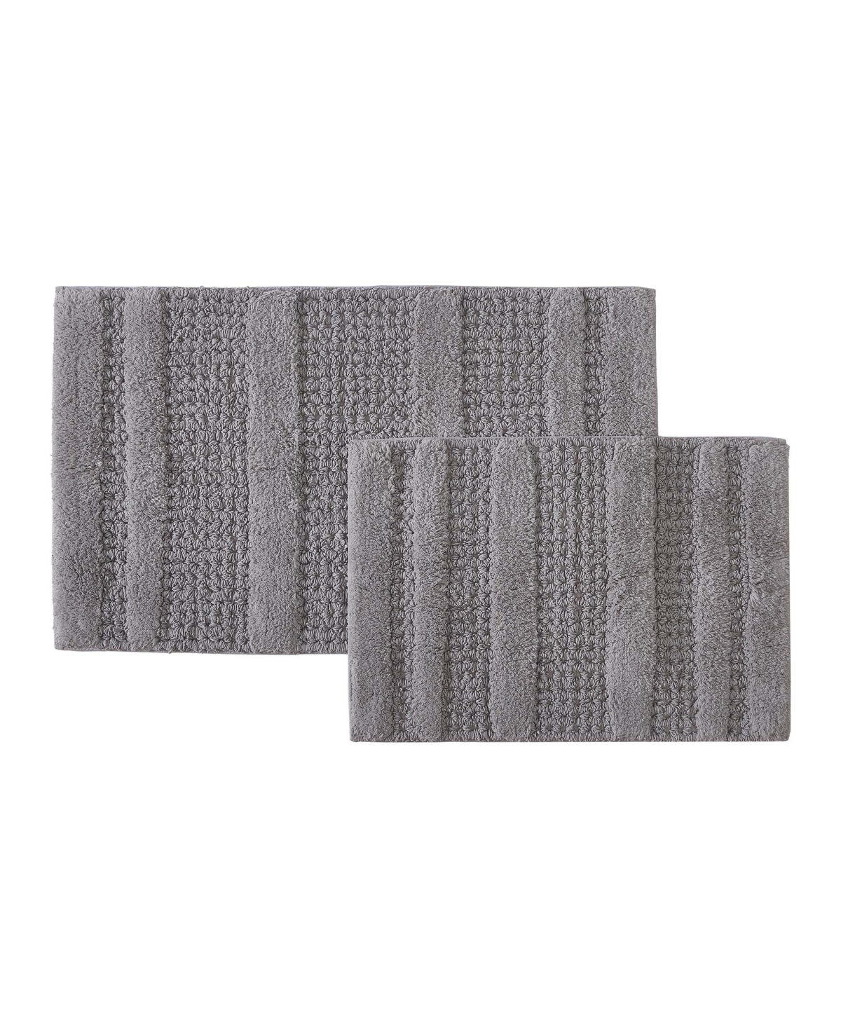 Kenneth Cole Reaction Waffle Cotton Tufted 2 Piece Bath Rug Set In Gray