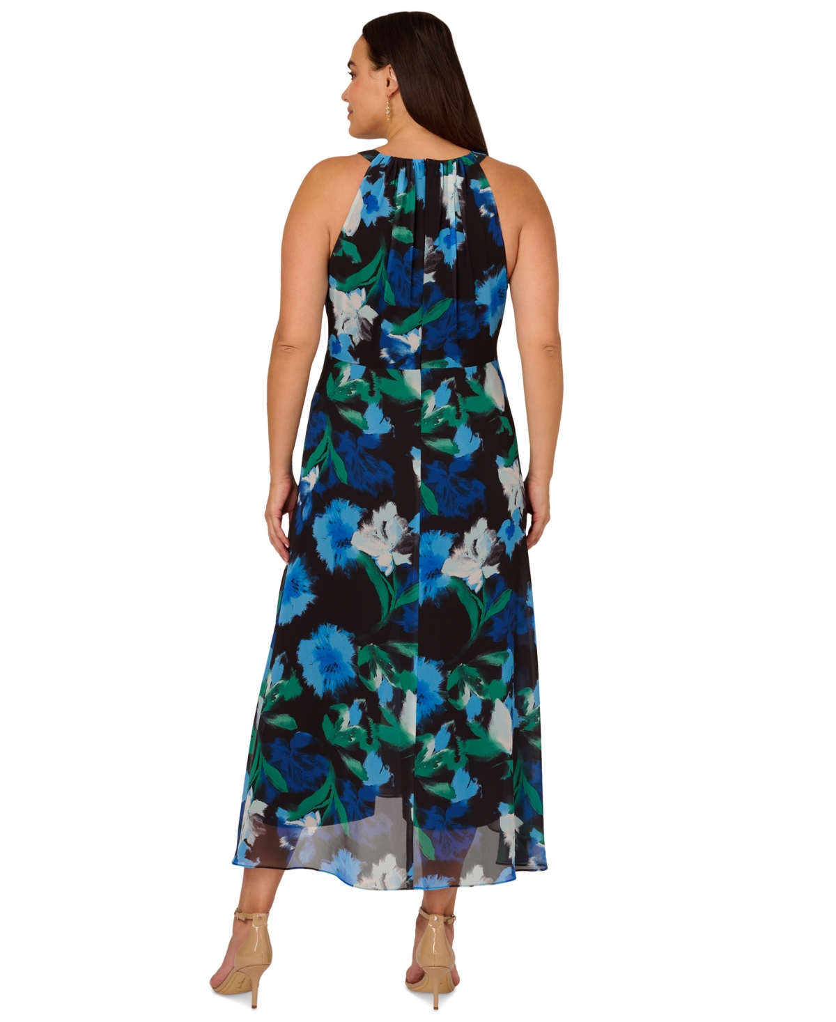 Adrianna Papell Plus Size Floral-Print Halter Jumpsuit