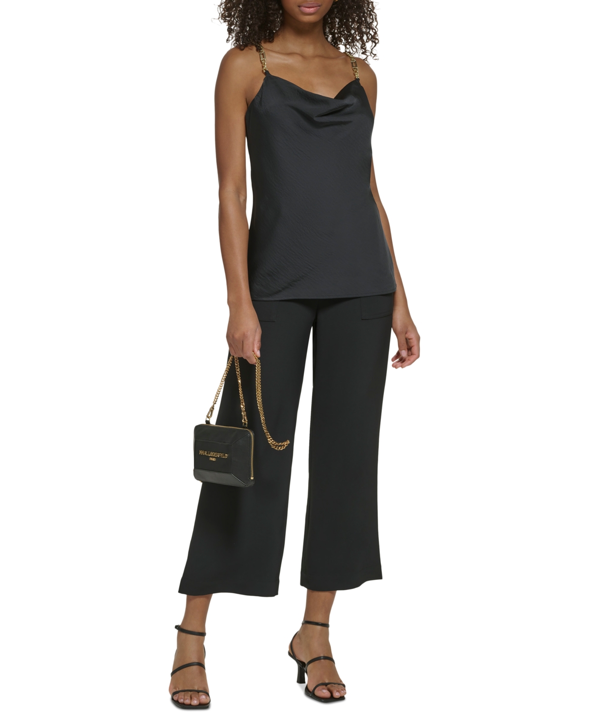 Karl Lagerfeld Paris Women's Embellished Cowl Neck Tank Top