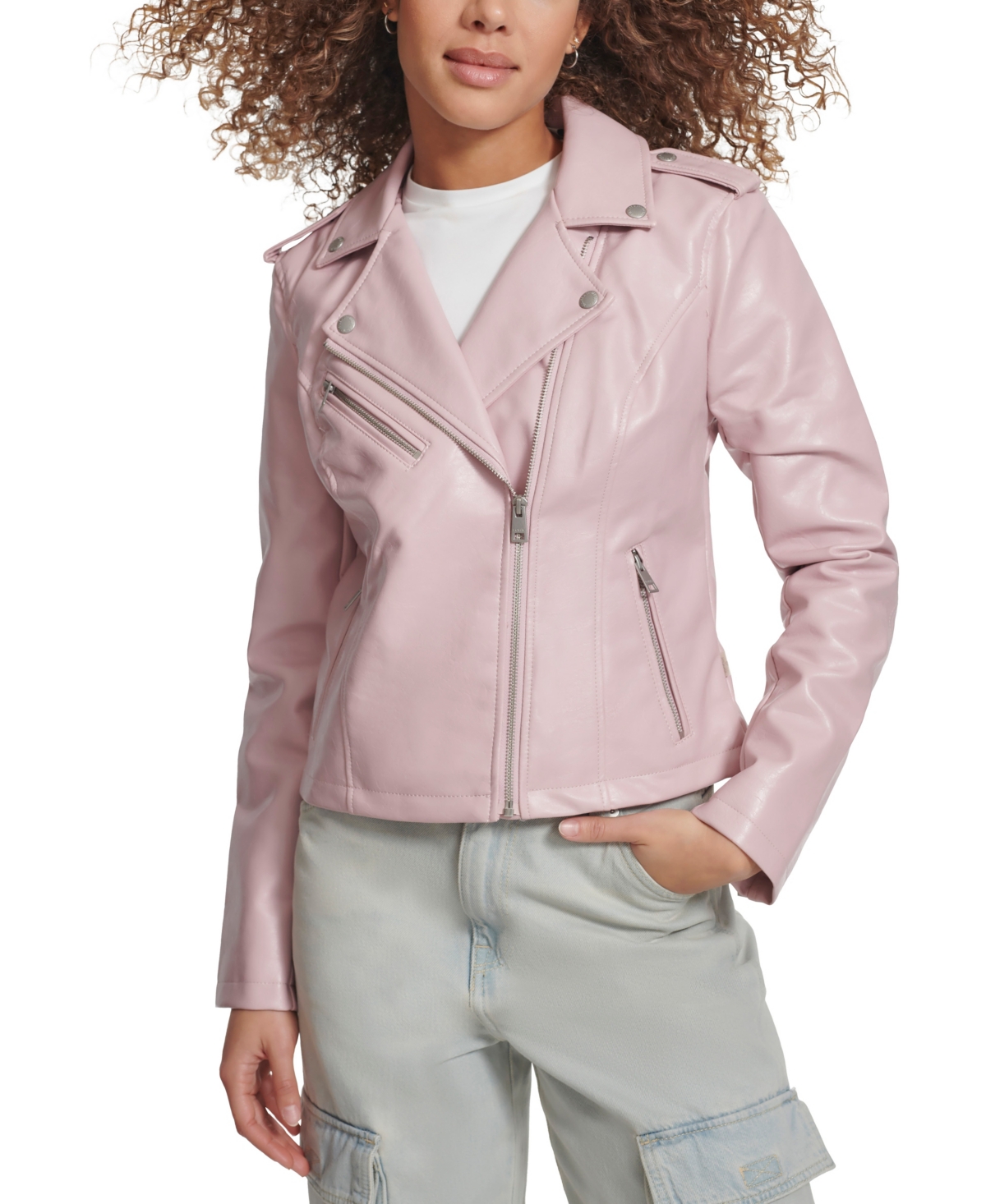 Levi's Women's Classic Faux Leather Asymmetrical Moto Jacket - Light Lilac