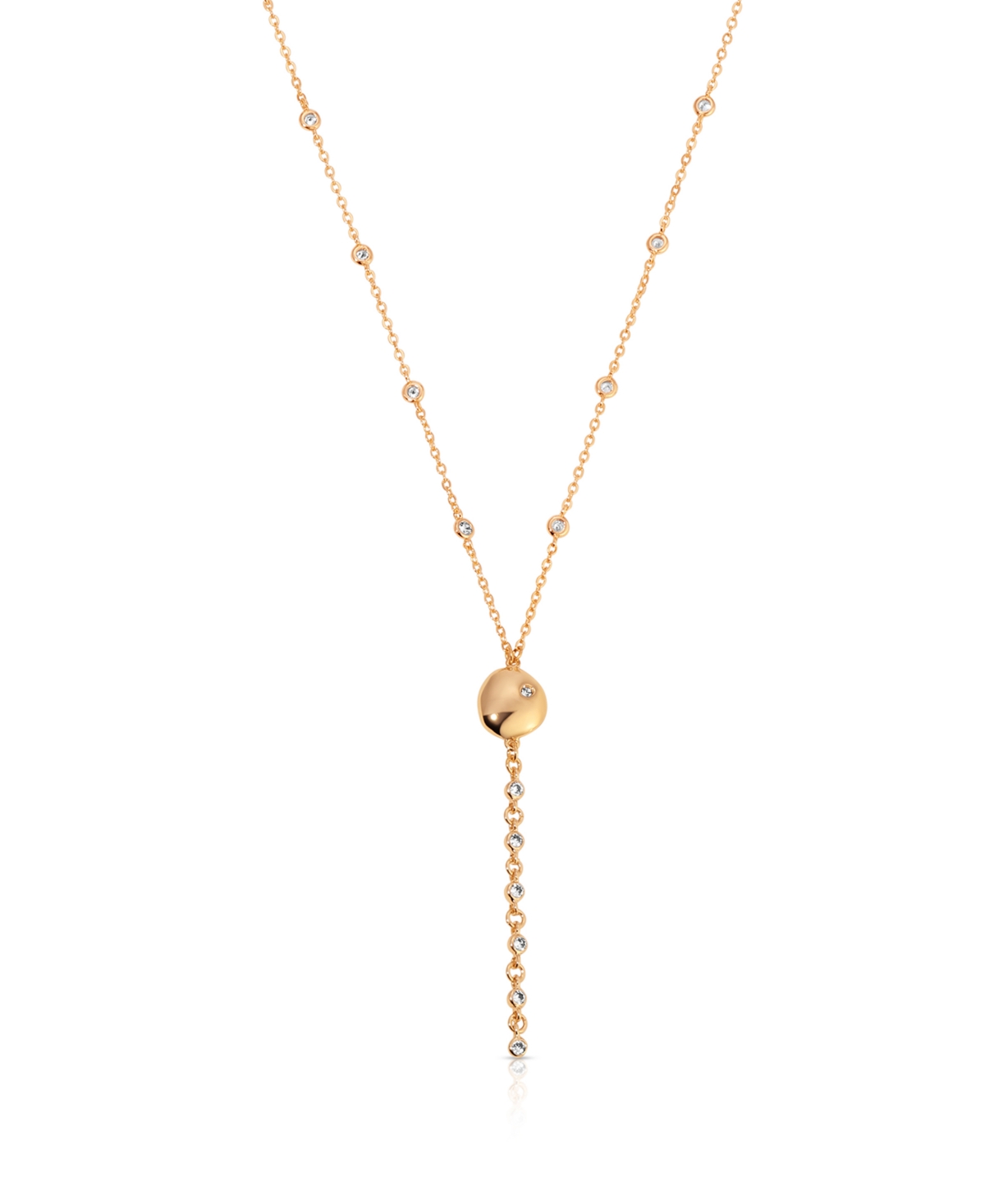 Polished Pebble Crystal Chain Lariat - Gold