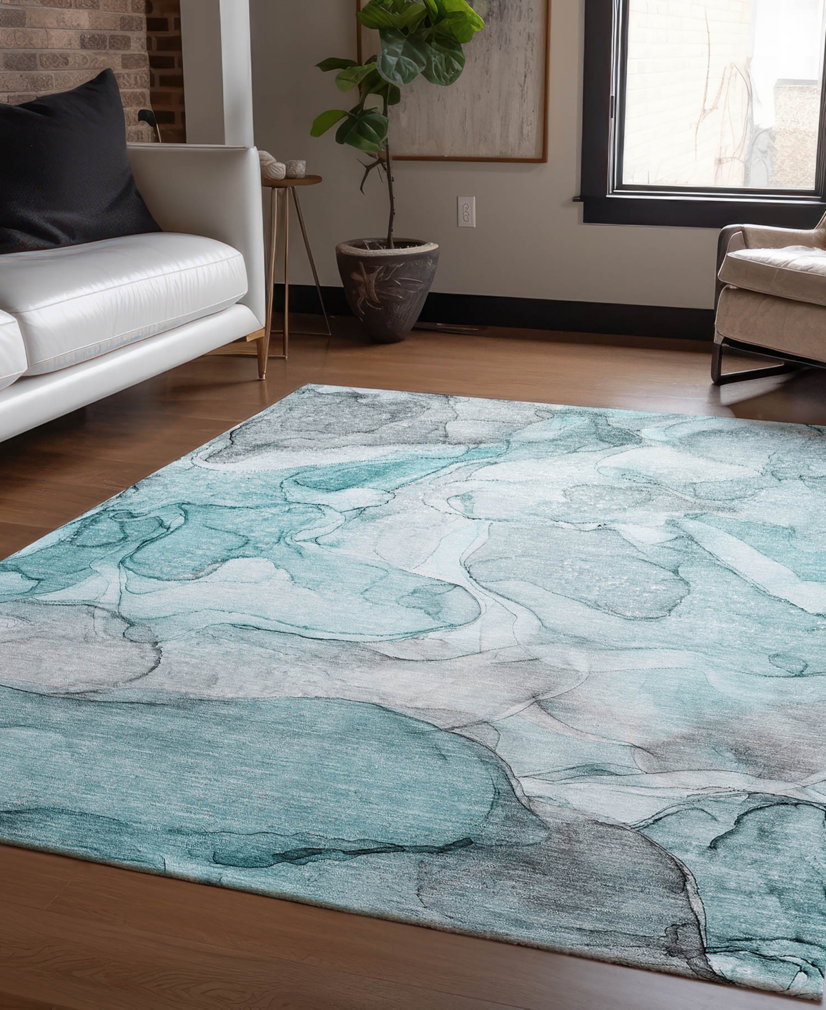 Addison Chantille Machine Washable Acn512 2'6x3'10 Area Rug In Ocean