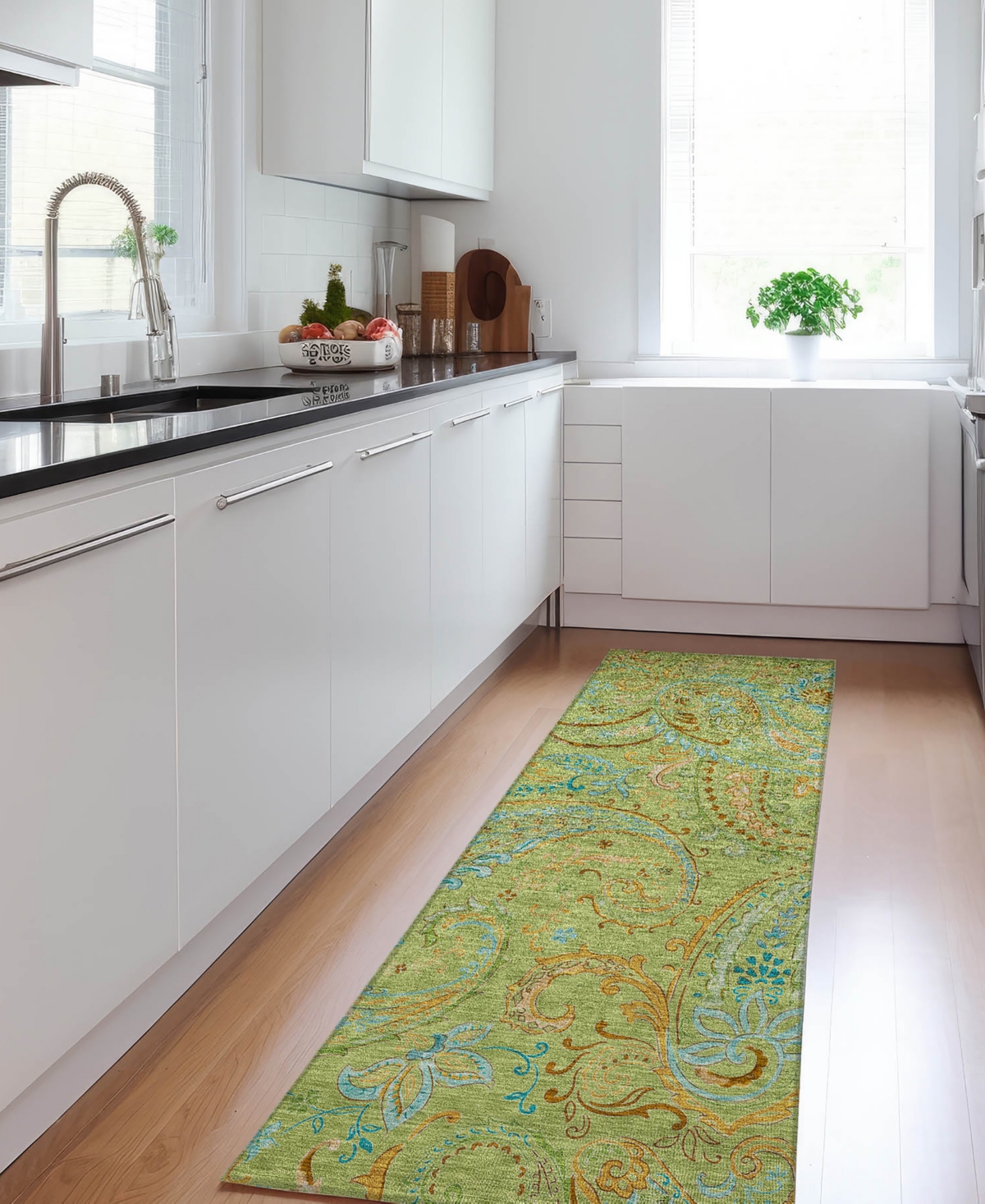 Addison Chantille Machine Washable Acn533 2'3x7'6 Runner Area Rug In Lime