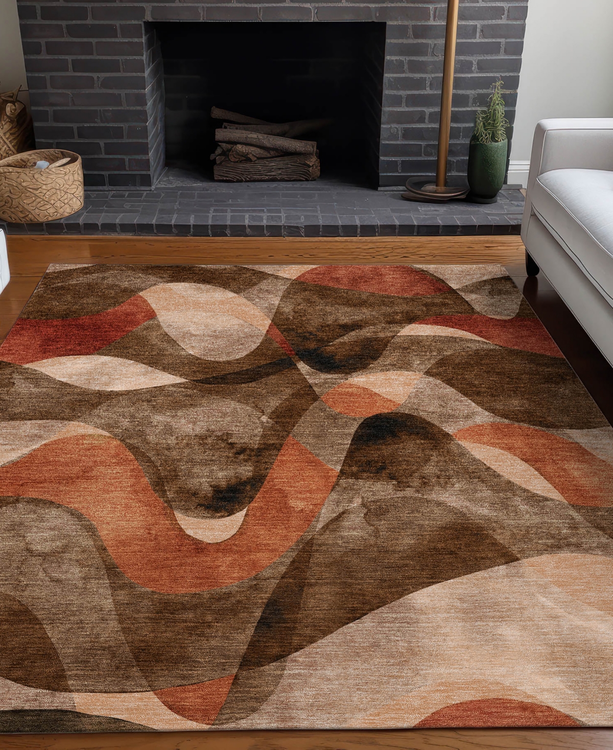 Addison Chantille Machine Washable Acn536 8'x10' Area Rug In Chocolate