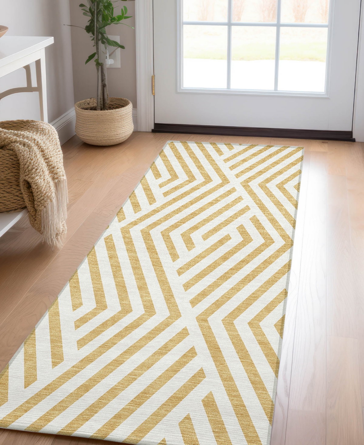 Addison Chantille Machine Washable Acn550 2'3x7'6 Runner Area Rug In Gold