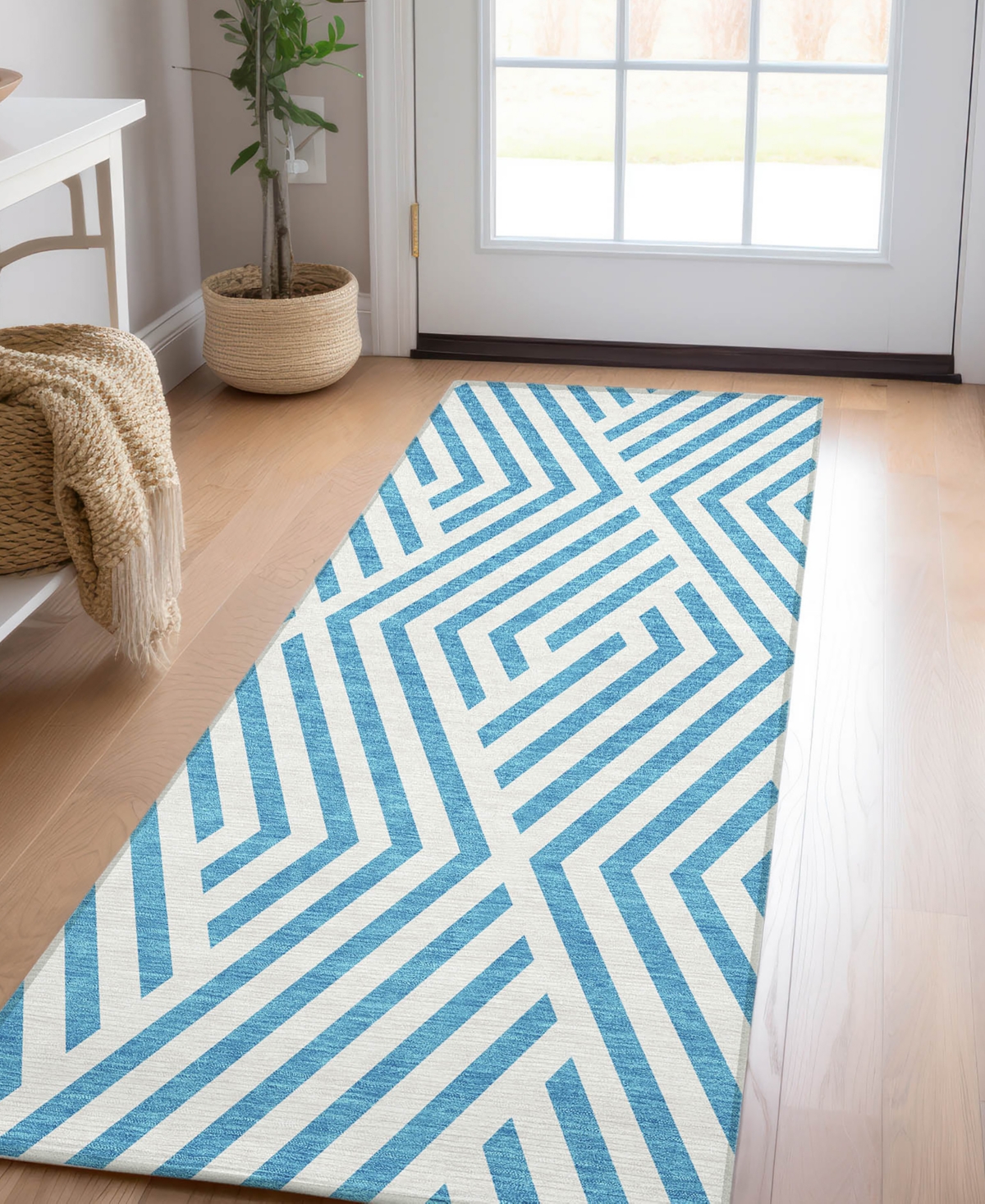 Addison Chantille Machine Washable Acn550 2'3x7'6 Runner Area Rug In Ocean
