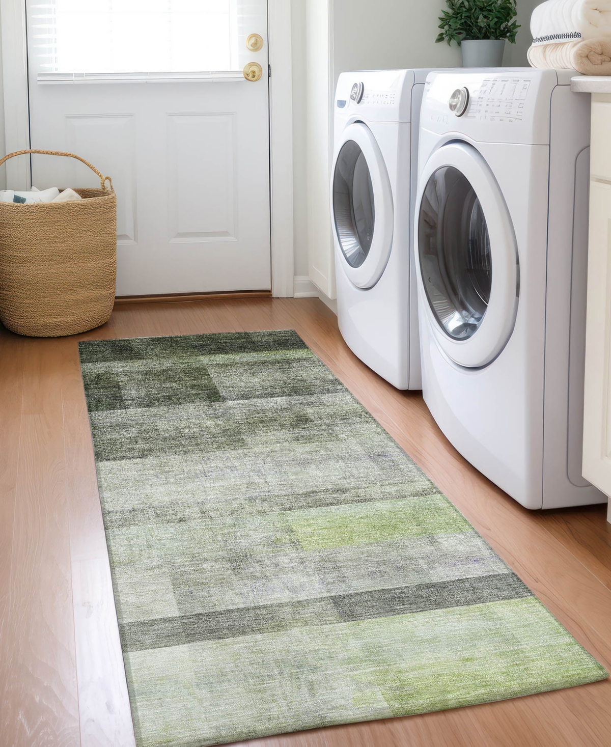 Addison Chantille Machine Washable Acn568 2'3x7'6 Runner Area Rug In Olive