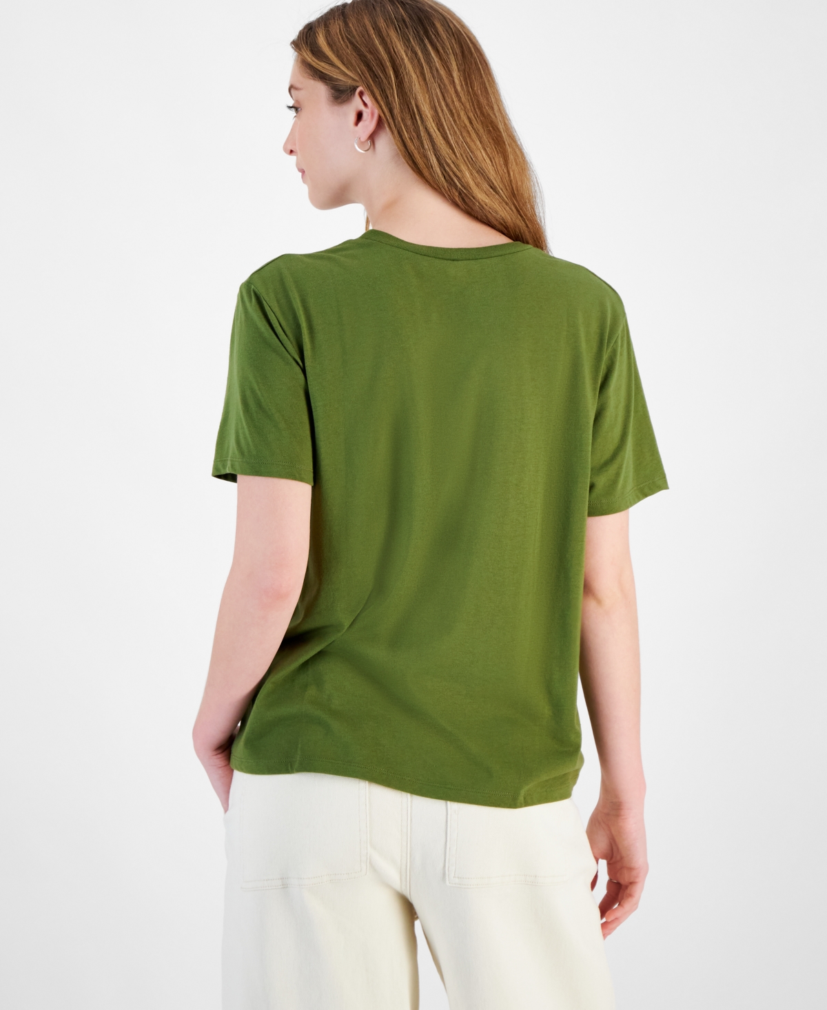 Love Tribe Juniors' Mtv Floral Cotton Crewneck Tee In Olive
