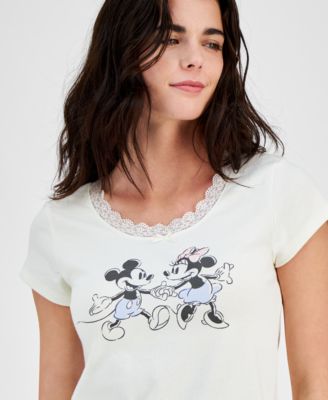 Disney Juniors' Mickey Minnie Lace-Trim Baby Tee Macy's