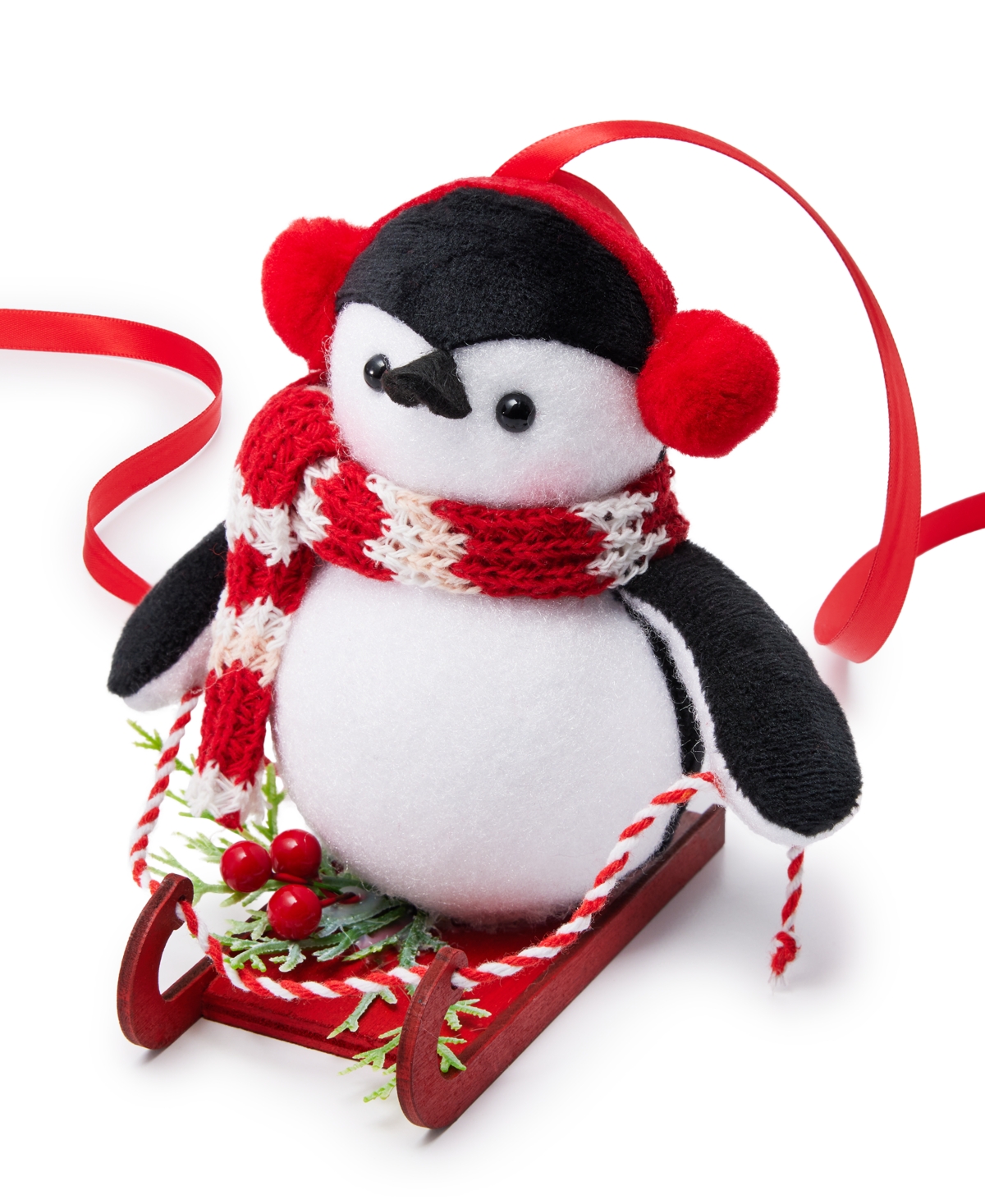 Holiday Lane Christmas Cheer Peguin with Scarf and Earmuff Ornament, Exclusively at Macy's