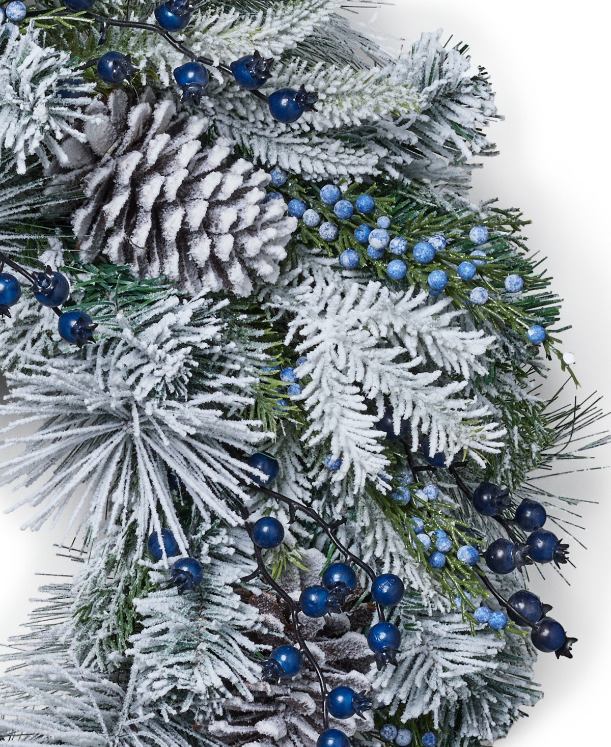 Holiday Lane Northern Holiday Green And White Flocked Pine Cone Wreath, Created For Macy's In No Color