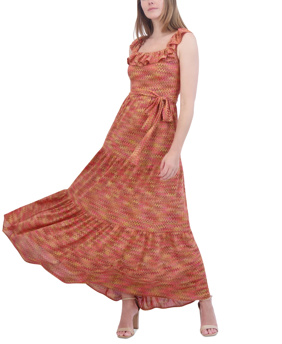 Eliza J Women's Crochet Ruffled Square-Neck Maxi Dress