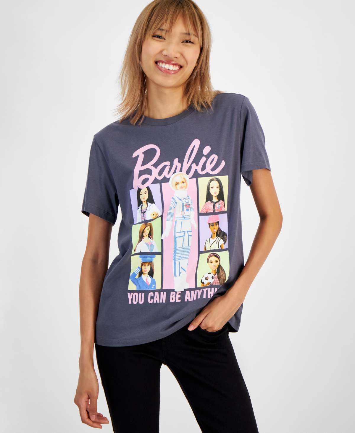 Juniors' Barbie Career Print T-Shirt - Gray