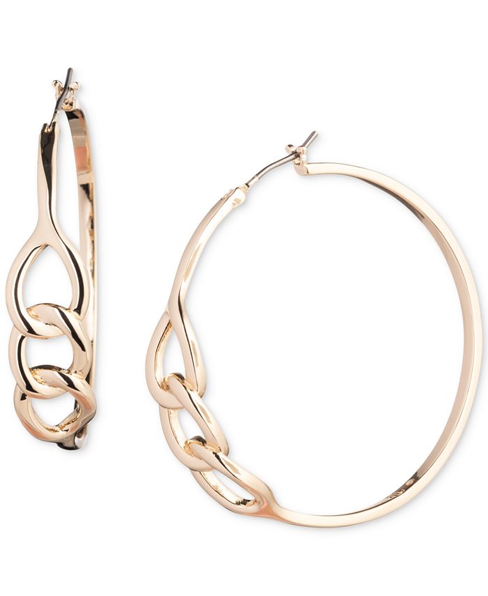 Lauren Ralph Lauren Gold-Tone Medium Triple Link Hoop Earrings, 1.48 ...