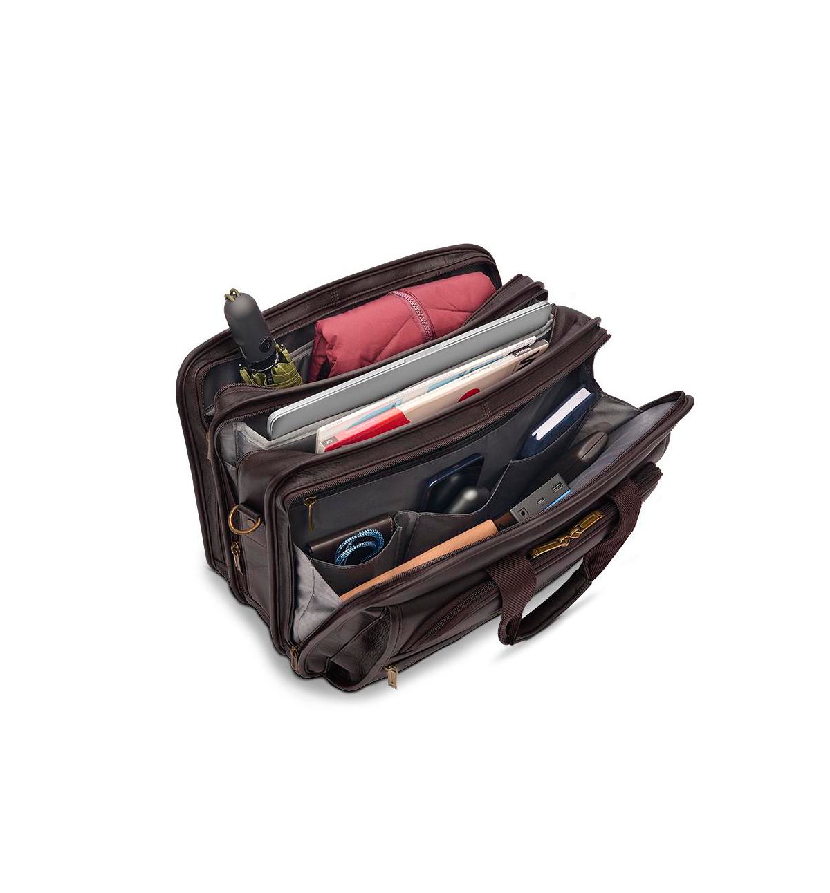 Solo New York Classic Leather Briefcase In Dark Brown