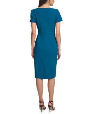Women's Short-Sleeve V-Neck Sheath Dress