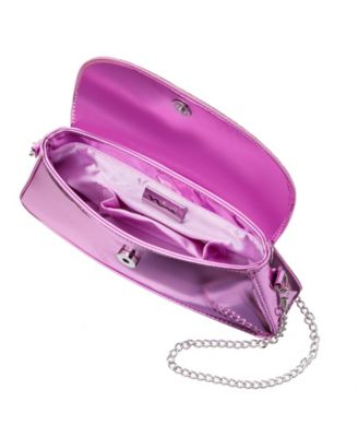 Crystal Flap Mirror Metallic Patent Clutch Bag