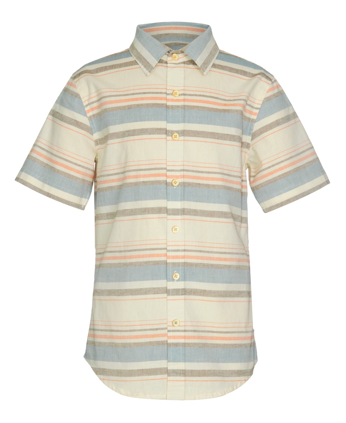 Shop Univibe Big Boys Ravine Stripe Short Sleeve Woven Shirt In Cream