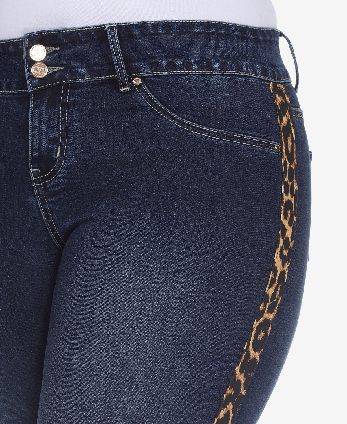 White Mark Plus Size Super Stretch Denim with Cheetah Pannel view 4 — MAYCSS fashion products