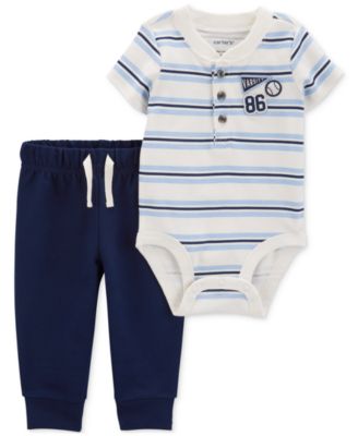 Carter's - Baby Boys Cotton Varsity Striped Bodysuit & Pants, 2 Piece Set