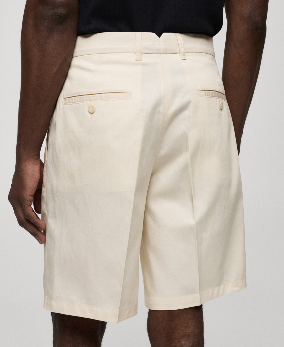 Shop Mango Men's Linen-blend Darts Detail Bermuda Shorts In Beige