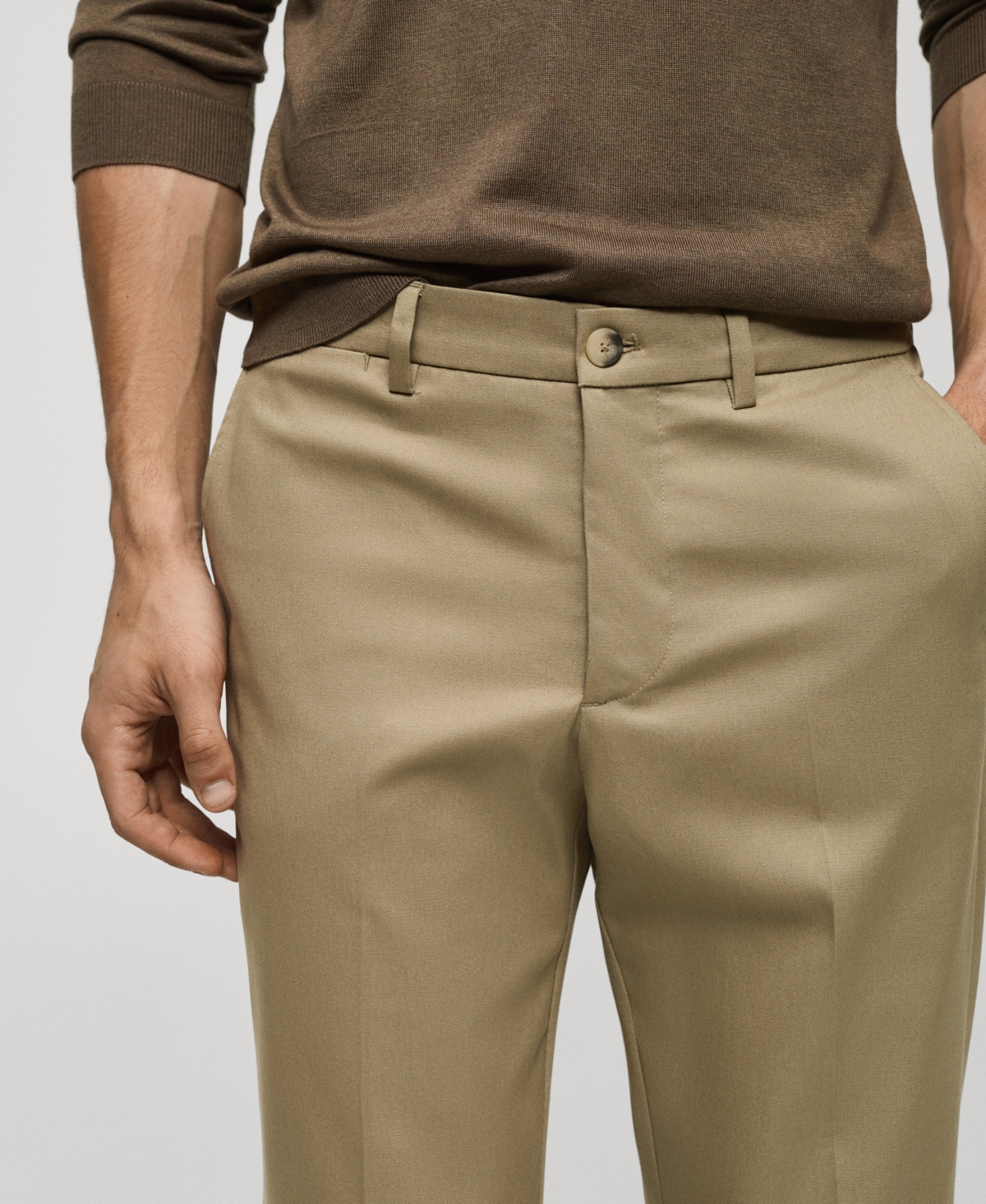 Shop Mango Men's Slim Fit Chino Trousers In Off White