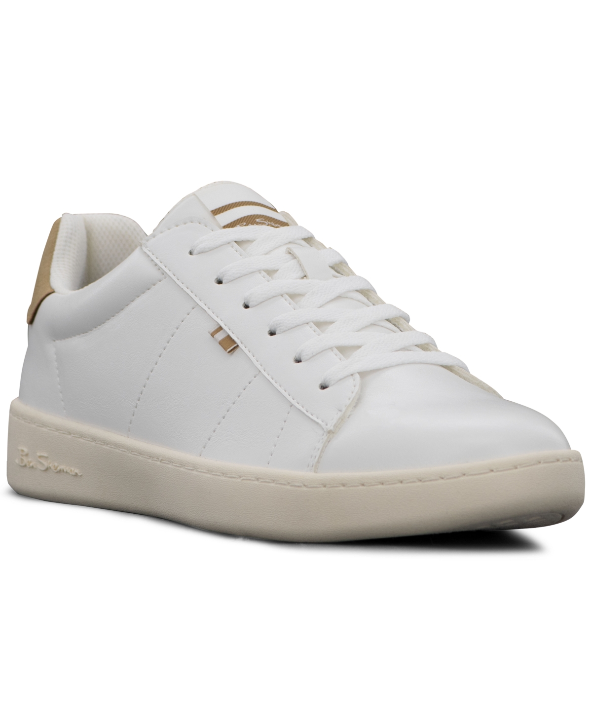 Shop Ben Sherman Men's Hampton Low Court Casual Sneakers From Finish Line In White,tan
