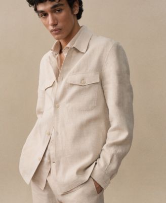Men's Linen Pockets Detail Overshirt