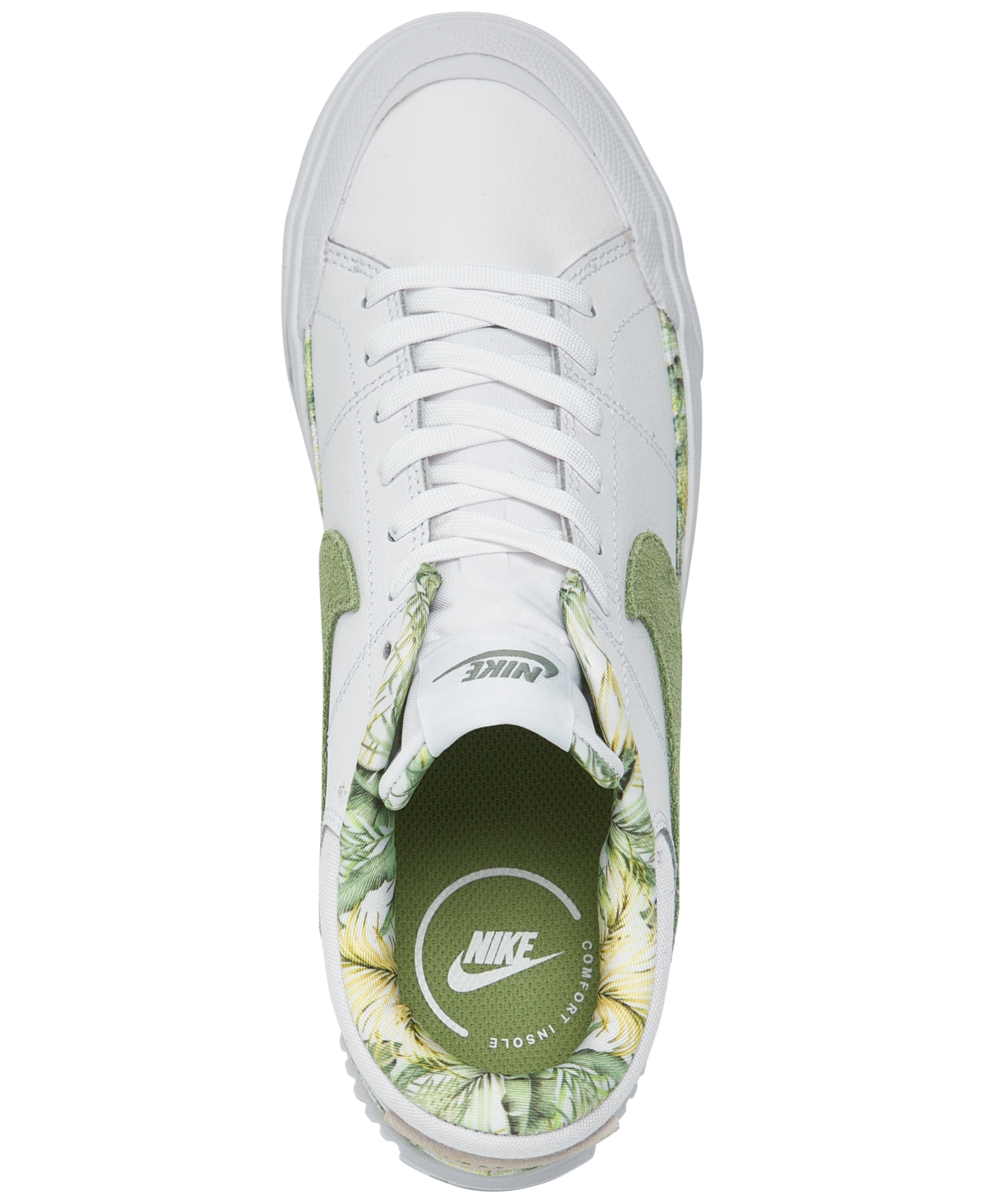 Shop Nike Women's Court Legacy Lift Platform Casual Sneakers From Finish Line In White,green