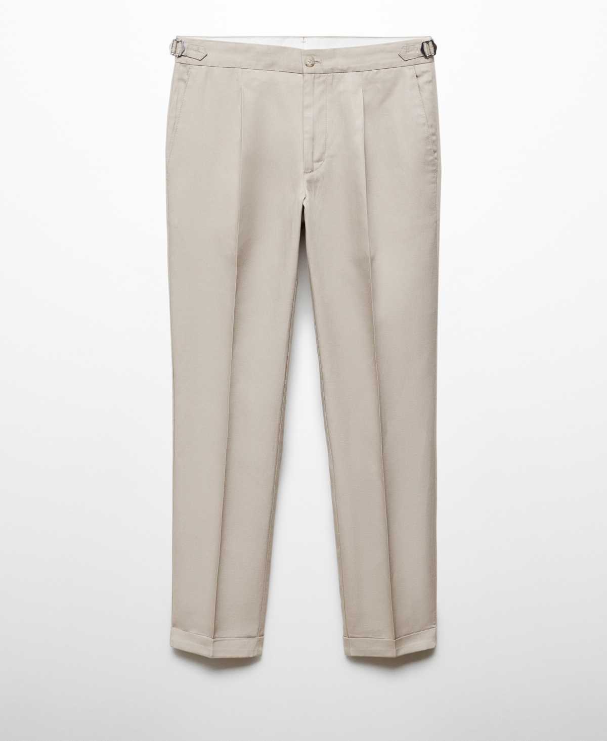 Men's Linen Blend Pleated Trousers - Light/Pastel Grey