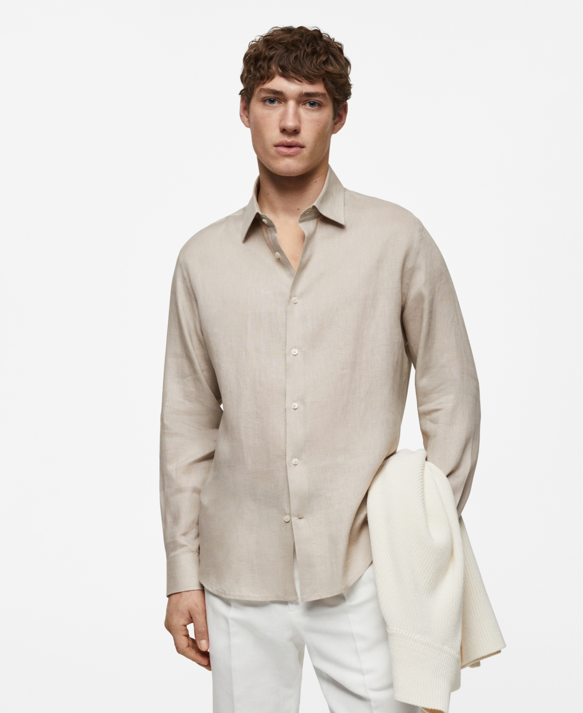 Mango Men's 100% Linen Regular-fit Shirt In Brown