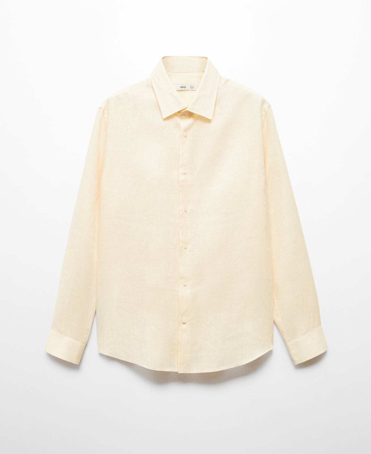 Shop Mango Men's 100% Linen Regular-fit Shirt In Yellow