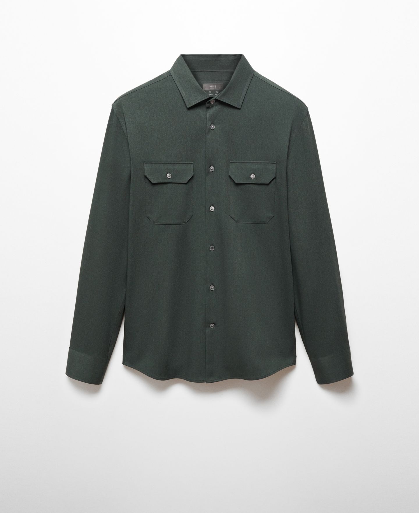 Мужская рубашка Mango Pockets Detail Stretch Fabric Overshirt, цвет: Хаки — фото 1