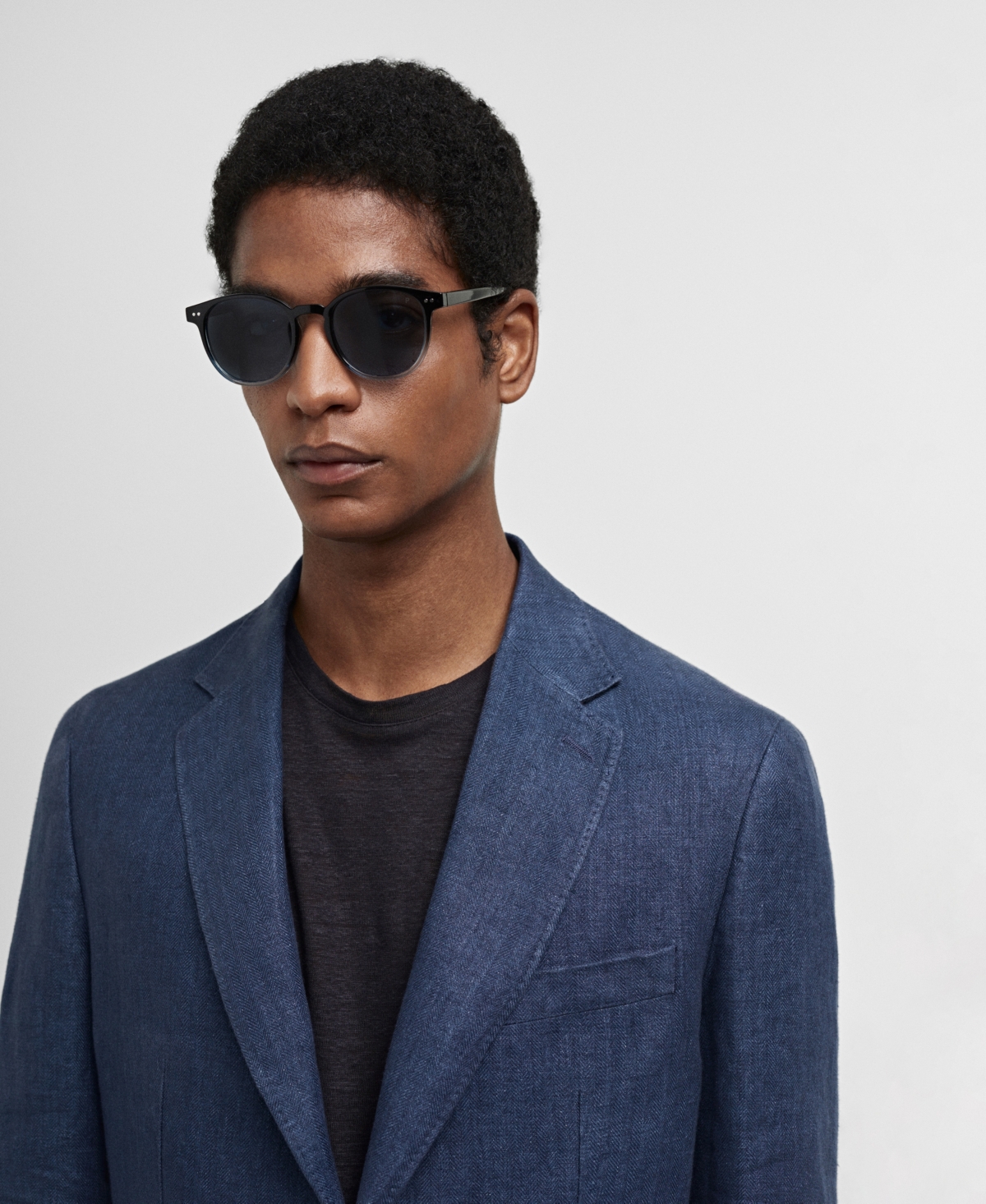 Shop Mango Men's 100% Herringbone Linen Slim Fit Suit Jacket In Indigo Blue