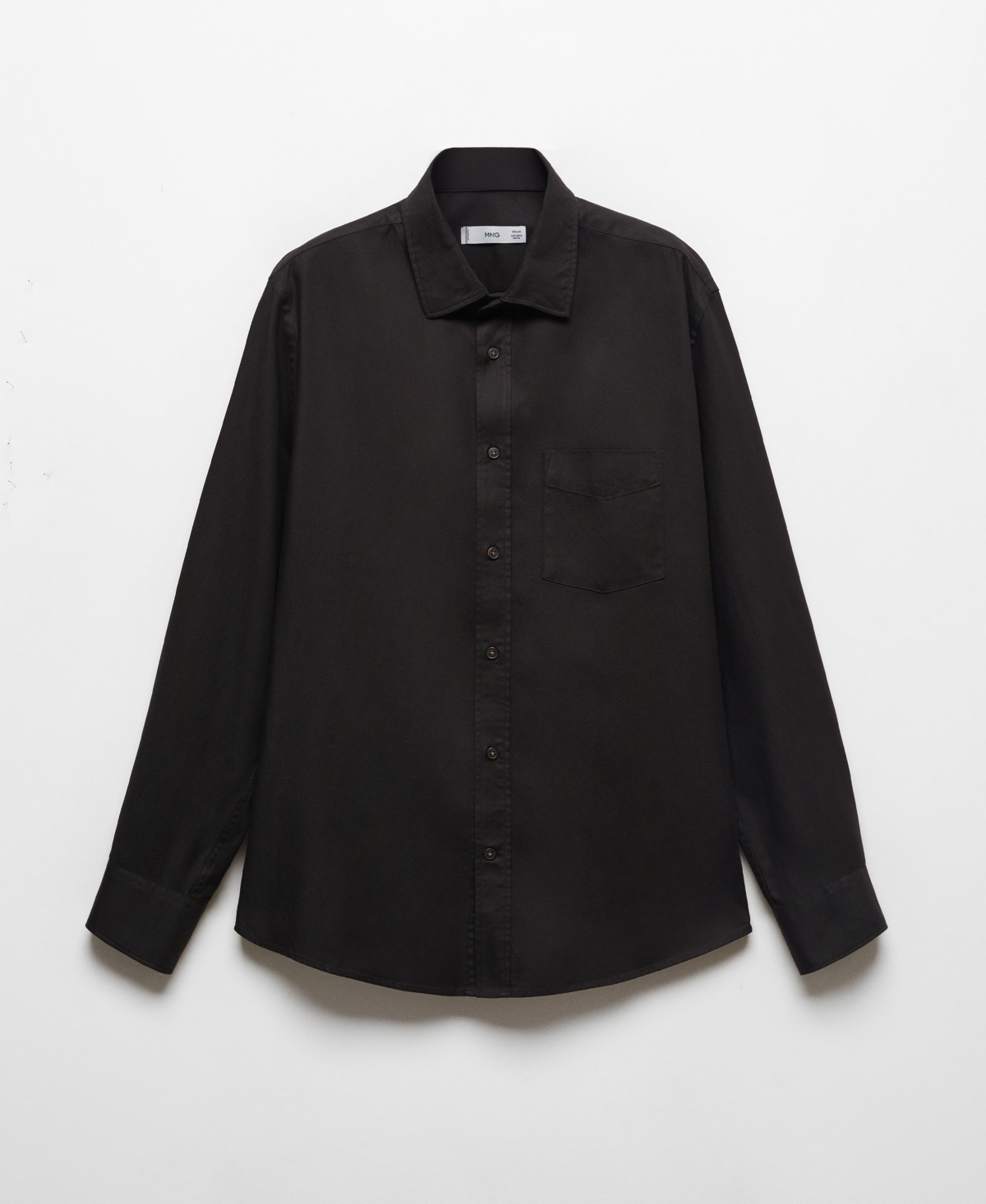Shop Mango Men's Brushed Cotton Twill Shirt In Black