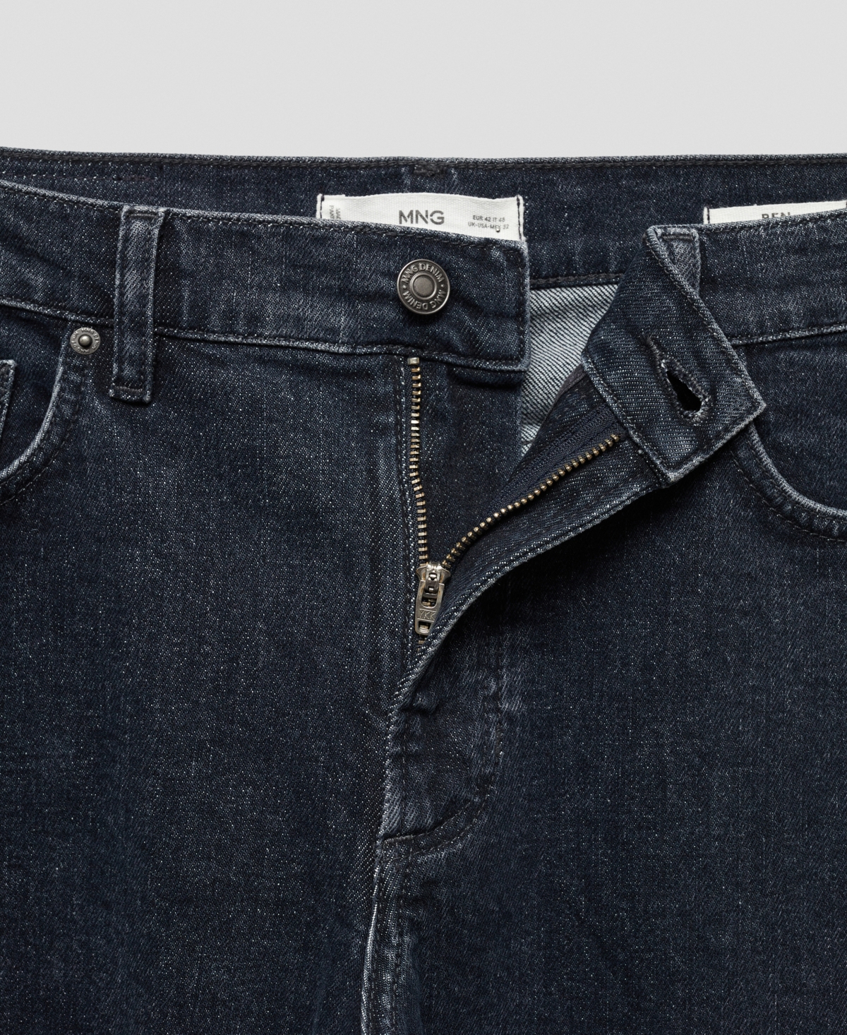 Shop Mango Men's Ben Tapered Cropped Jeans In Deep Dark Blue