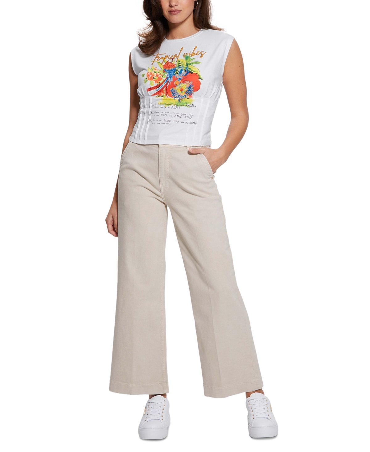 Guess Women's Tropical Vibes Corset T-Shirt