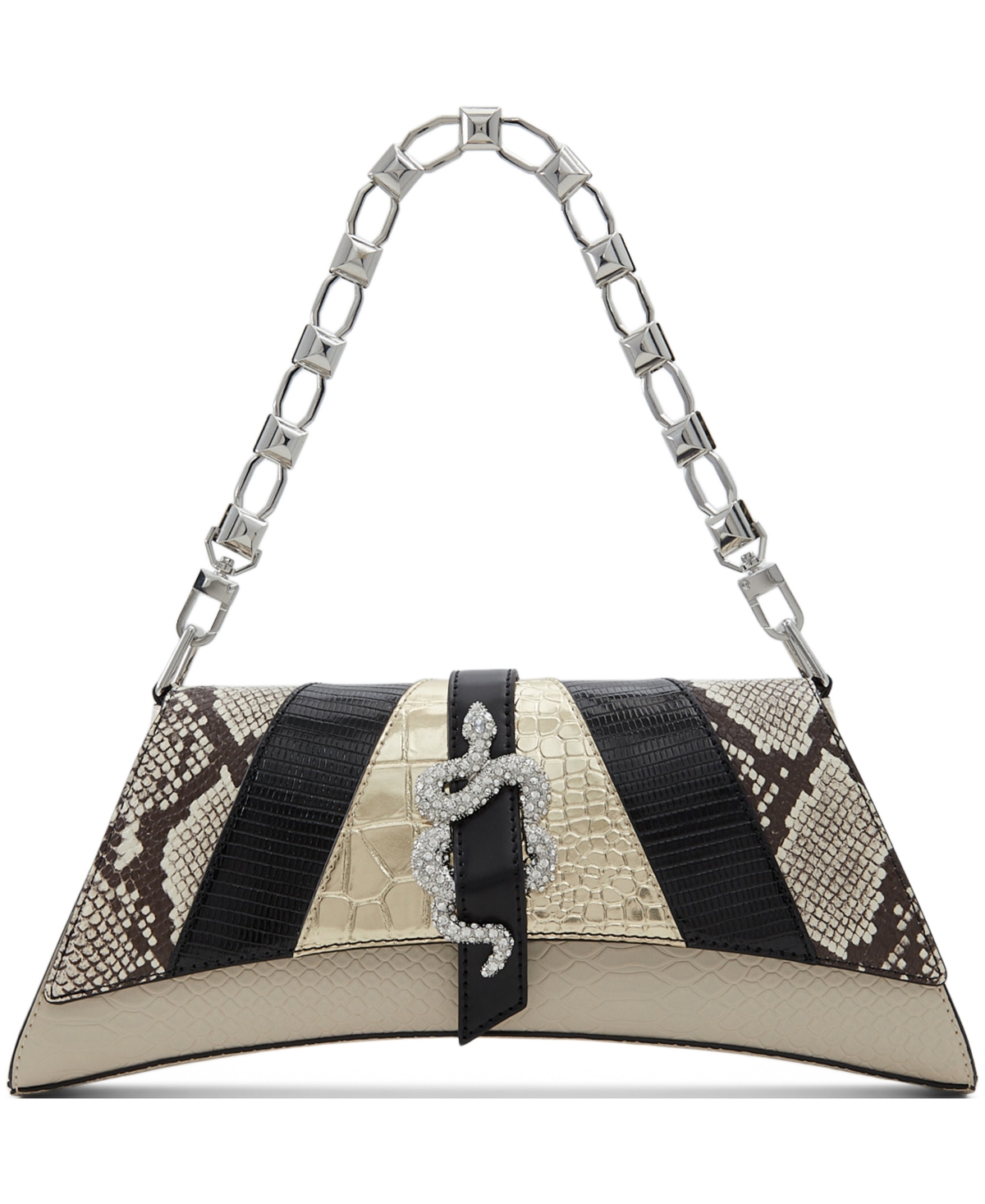 Shop Aldo Scylla Synthetic Medium Shoulder Bag In Black Gold