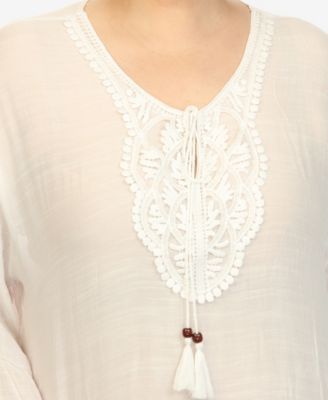 Plus Size Sheer Embroidered Knee Length Cover Up Dress