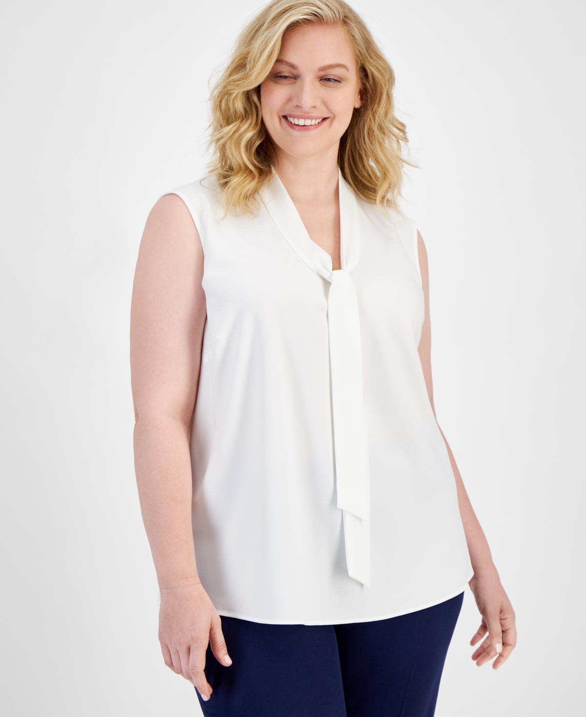 Kasper Plus Size Bow Top