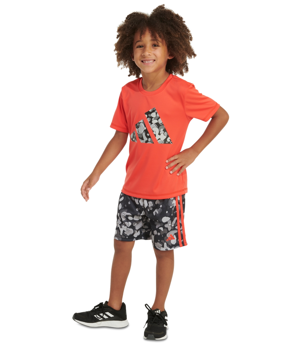 adidas Little & Toddler Boys Short-Sleeve Logo T-Shirt & 3-Stripes Shorts, 2 Piece Set