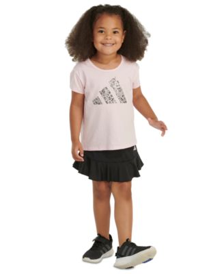 adidas - Little & Toddler Girls Short-Sleeve T-Shirt & Ruffle Skort, 2 Piece Set