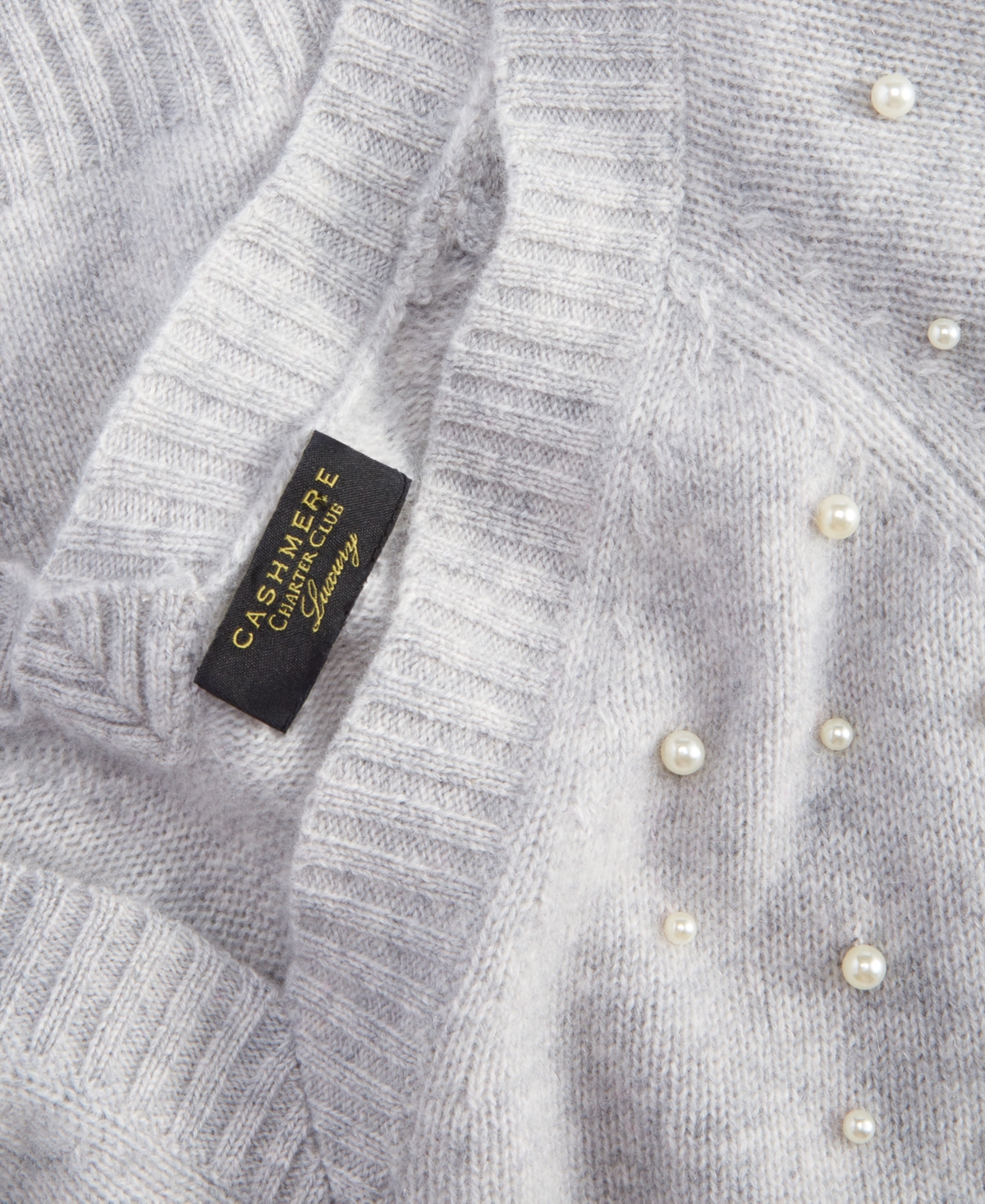 Charter Club Plus Size Cashmere Bead-Embellished V-Neck Sweater, Created for Macy's