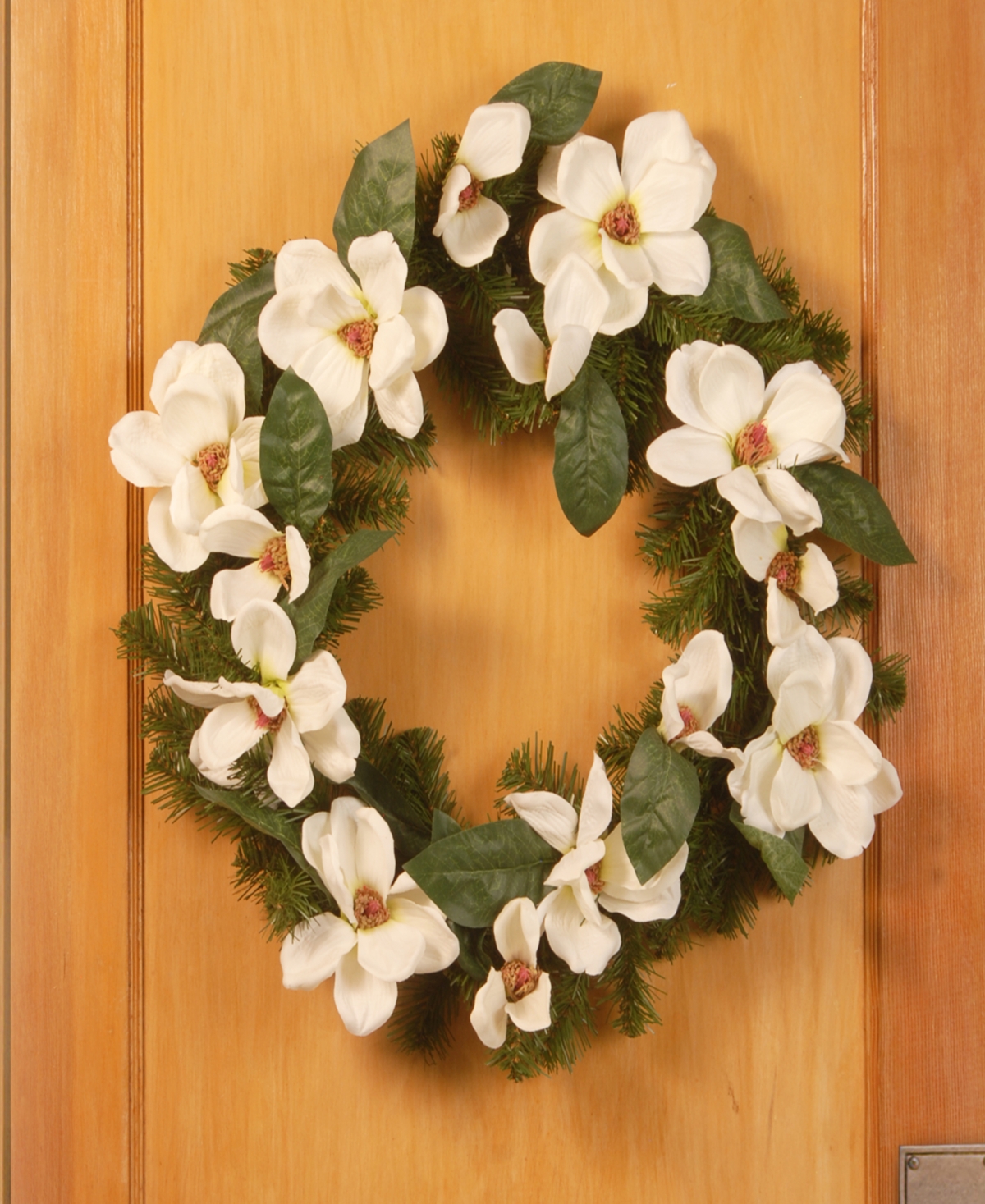 National Tree Company 24 North Valley Spruce Magnolia Wreath In White