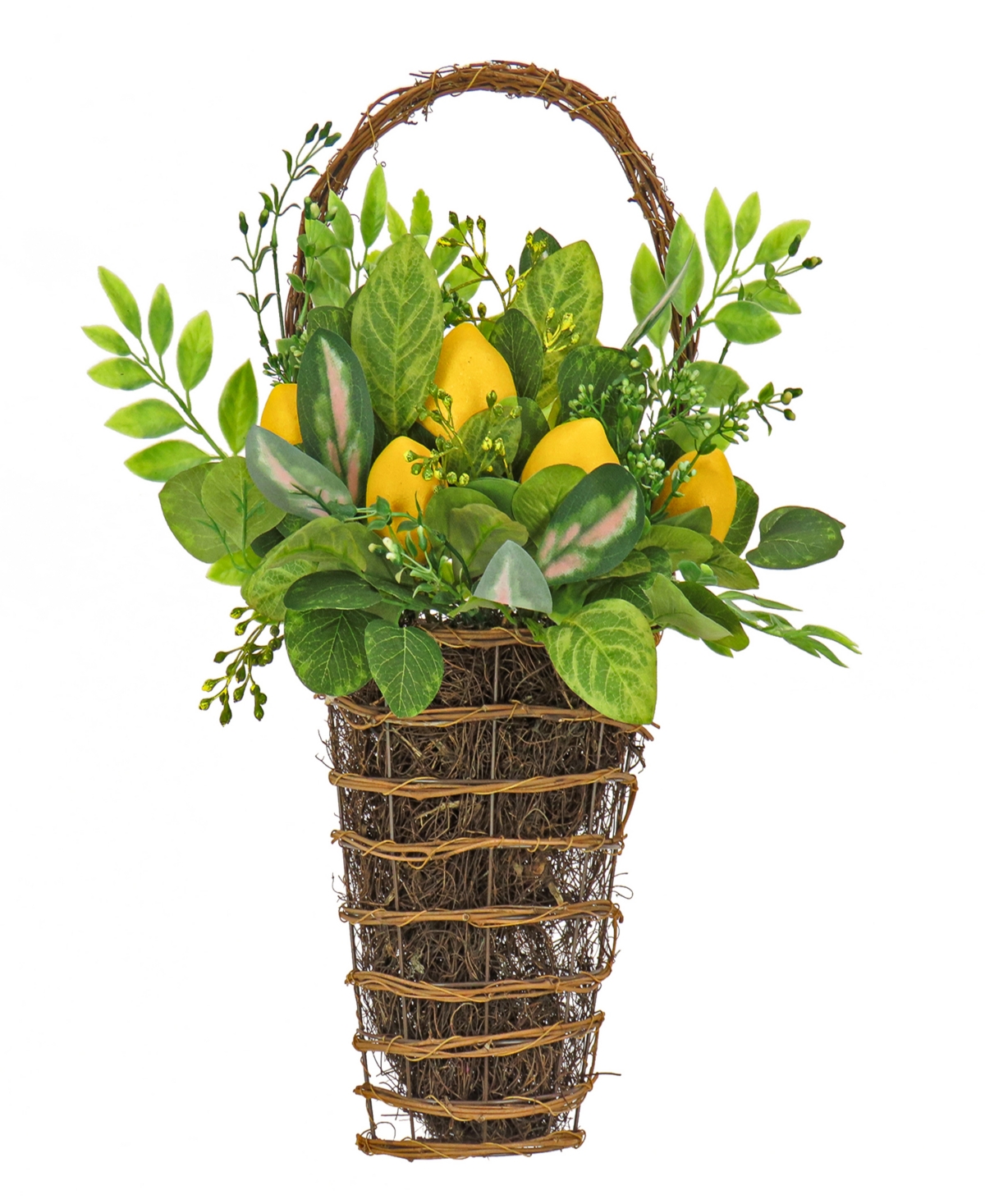 21 Leafy Greens and Lemons Wall Basket - Yellow