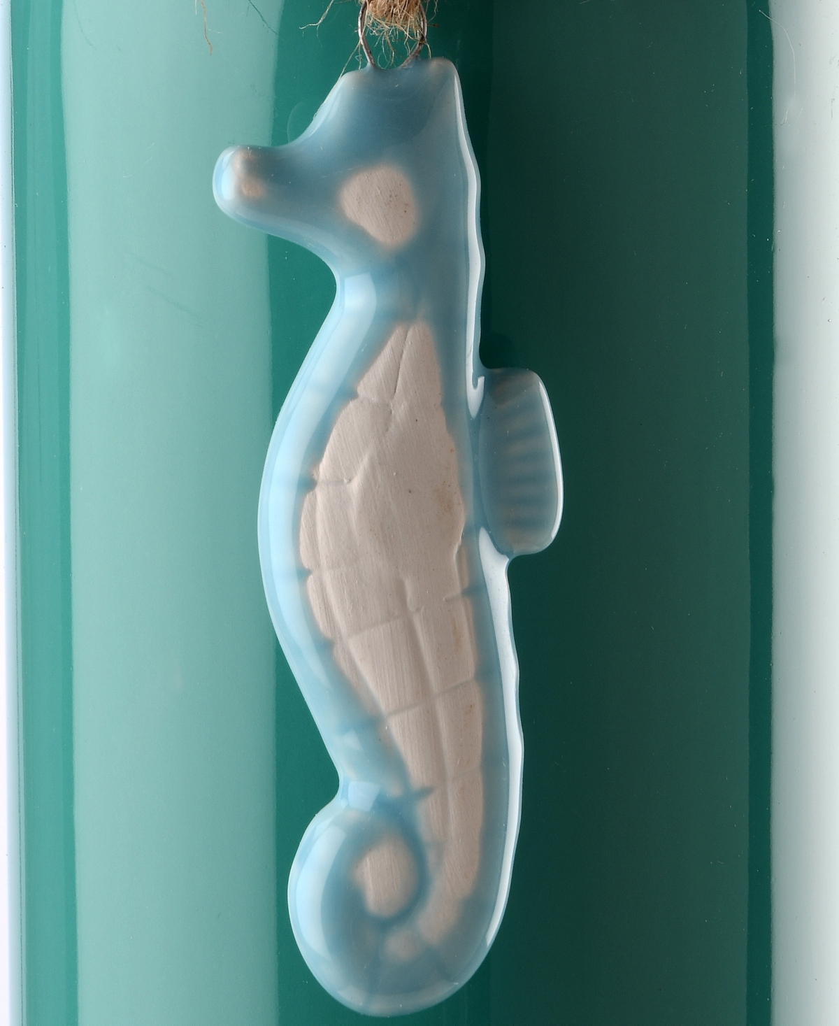 National Tree Company 9 Porcelain Vase With Seahorse In Turquoise